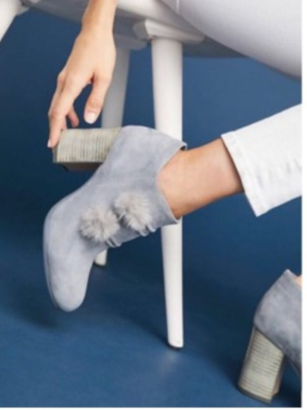 Anthropologie Silent D West Booties in Grey with Pom Detail – Size 9 (39 EU)